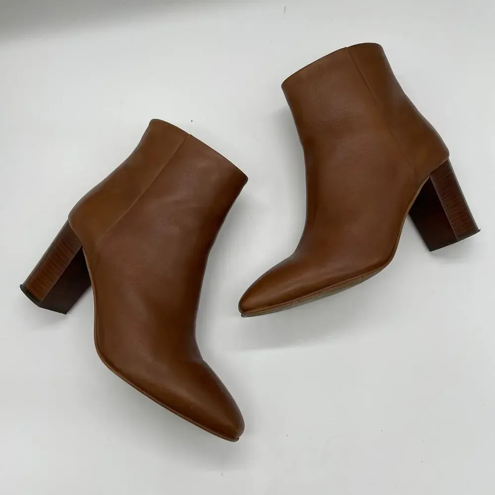 Aquatalia Florita Leather Ankle Boots - Brown - 8.5